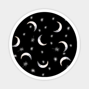 Crescent Moons and Stars - Black Magnet